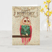 Rosa de Kaart van de Verjaardag van de Uil (Gele Bloem)