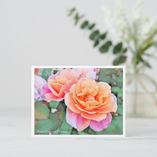 Rosa Distant Drums Briefkaart (Staand voorkant)