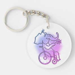 Rosa Elefant im Rollstuhl  Sleutelhanger