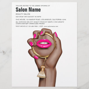 Rosa en gouden glamour chic schoonheidssalon openi flyer