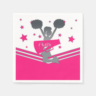 Rosa en witte sterren Cheer Cheerleading Feest Servet