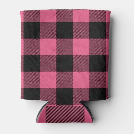 Rosa en zwarte geruite vierkanten Buffalo Plaid Blikjeskoeler (Voorkant)