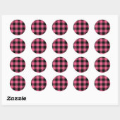 Rosa en zwarte geruite vierkanten Buffalo plaid Ronde Sticker (Vel)
