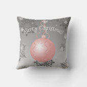 Rosa Fancy Kerstbal Worp Kussen (Achterkant)