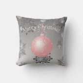 Rosa Fancy Kerstbal Worp Kussen (Voorkant)