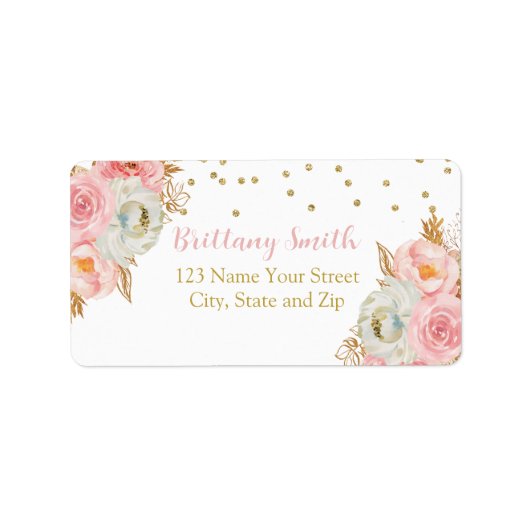 Rosa floral y oro etiket (Voorkant)