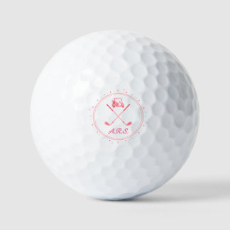 Rosa gepersonaliseerde monogram golfballen