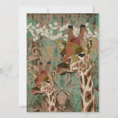Rosa Giraffes Damask Birthday Invitation Kaart (Achterkant)