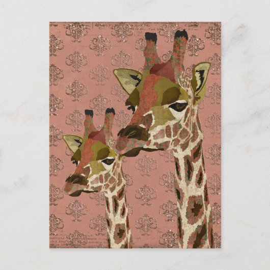 Rosa Giraffes Glitzy Briefkaart (Voorkant)