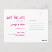 Rosa Glitters Retro Disco Bal Save The Date Briefkaart (Achterkant)
