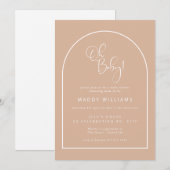 Rosa minimalistische script boog Oh Baby Shower  Kaart (Voorkant / Achterkant)