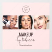 Rosa Modern 3 Foto Make-upstudio Logo Raamsticker (Vel)