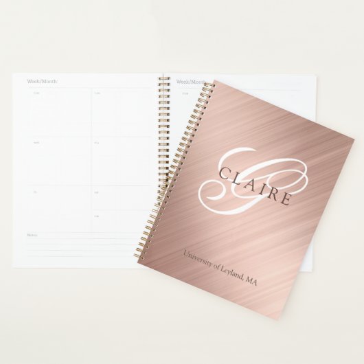 Rosa Monogram Dagelijkse Terug Naar School Planner (Display)