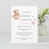 Rosa nœud ours invitation de baptême (Debout devant)
