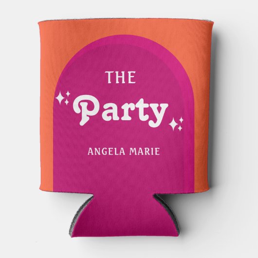 Rosa & Oranje Zonsondergang Retro Het Feest Blikjeskoeler (Voorkant)