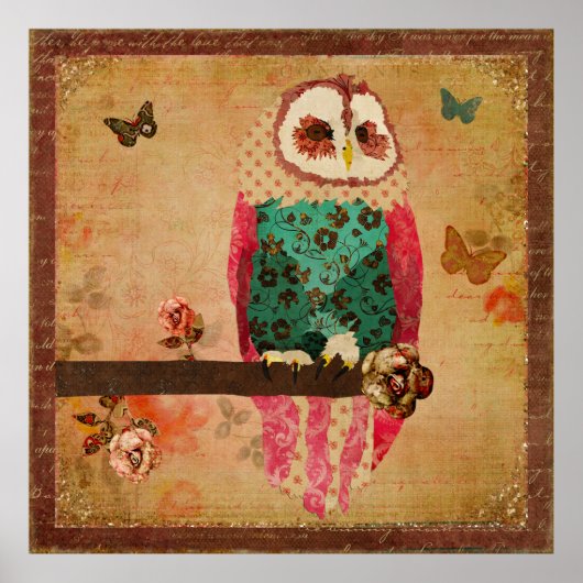 Rosa Owl Poster vintage (Devant)