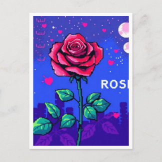 Rosa pixelada estilo retro briefkaart