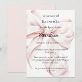 Rosa Ruban Invitation Baptême Enfant (Devant / Derrière)