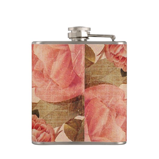 Rosa schedelcollage Heupfles (Achterkant)