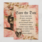 Rosa schedelcollage Save The Date (Voorkant / Achterkant)