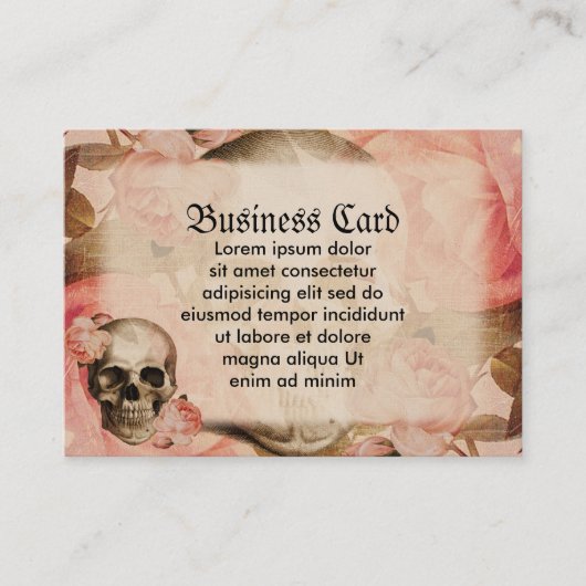 Rosa schedelcollage Visitekaartje (Voorkant)