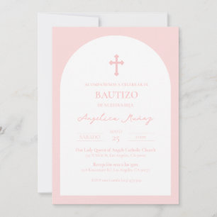 Rosa Simple Bautizo Invitación Baptism Invitation