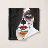 Rosa Sugar Skull Portrait (Gant de toilette)