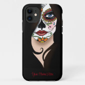 Rosa Sugar Skull Portret Case-Mate iPhone Case (Achterkant)
