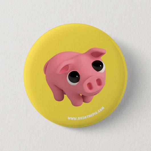 Rosa the Pig is shy Ronde Button 5,7 Cm (Voorkant)