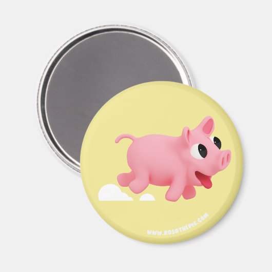 Rosa the Pig love Running Magneet (Voorkant / Achterkant)