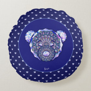 Rosace blauw of rood voor baby&child rond kussen