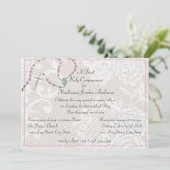 Rosaire rose et communion dentelle Invitation (Debout devant)