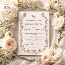 Rosalie Heirloom Elegante Letterpress Trouwkaart