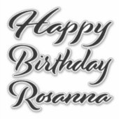 Rosanna Nom Prénom Anniversaire de Black Sticker (Devant)
