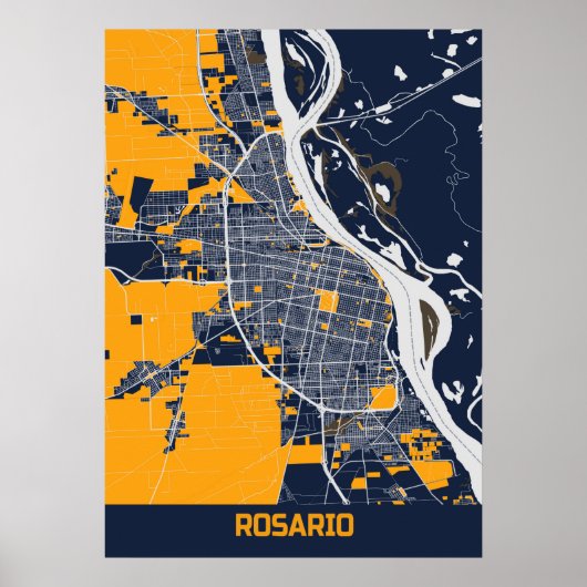 Rosario - Argentina Bluefresh City Map Poster (Voorkant)