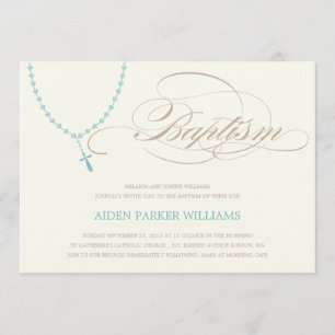 ROSARY BLEUE  INVITATION BAPTISME