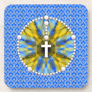 Rosary Dream Catcher Blue & Yellow Drankjes Onderzetter