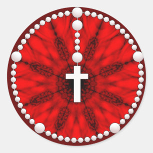 Rosary Dream Catcher Red Ronde Sticker