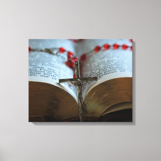 Rosary en Bijbel 1 Canvas Afdruk (Voorkant)