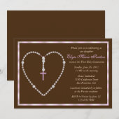 Rosary Heart Invitation Kaart (Voorkant / Achterkant)