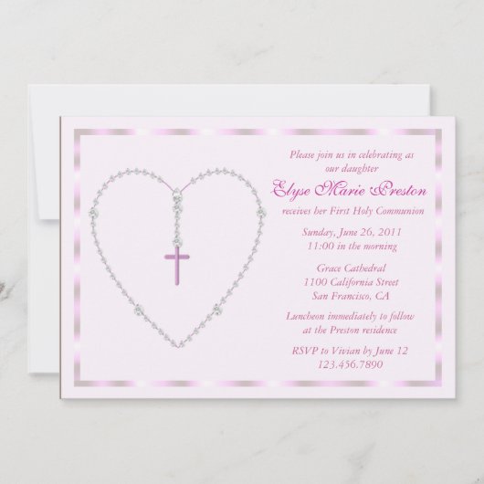 Rosary Heart Invitation Kaart (Voorkant)