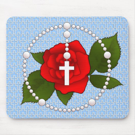 Rosary met Cross Pattern Muismat (Voorkant)