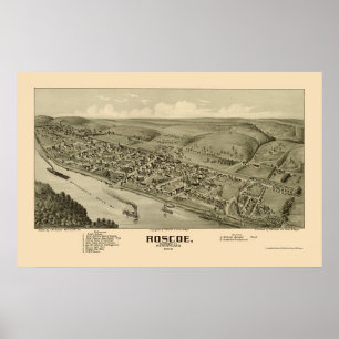 Roscoe, PA Panorama Kaart - 1902 Poster