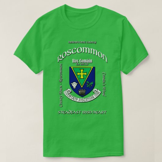 Roscommon Ierland Ierse Crest Coat of Arms T-shirt (Design voorkant)