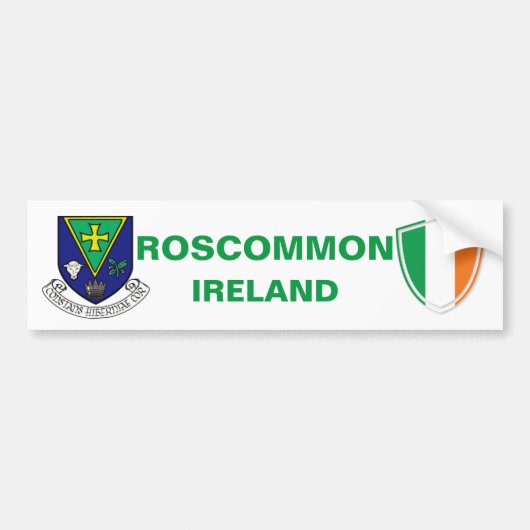 Roscommon Ireland Crest en Irish Flag Bumpersticker (Voorkant)
