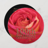Rose 100e anniversaire Fête Invitation personnalis (Devant / Derrière)