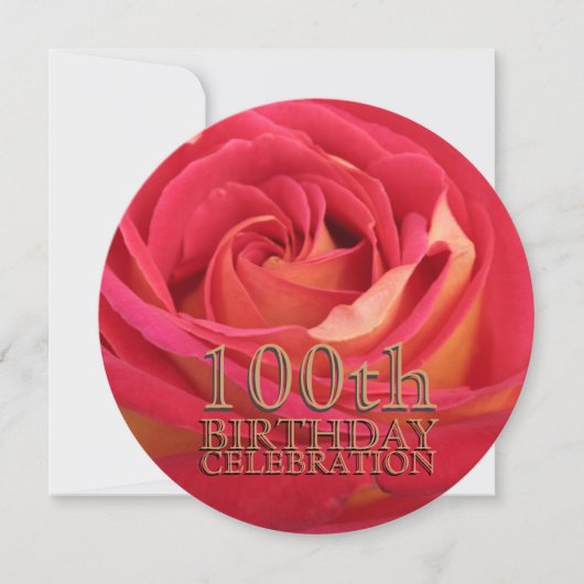 Rose 100e anniversaire Fête Invitation personnalis (Devant)