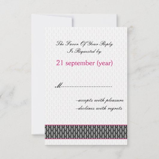 rose 3 as vegas mariage cartes rsvp, 3,5 x 5 (Dos)