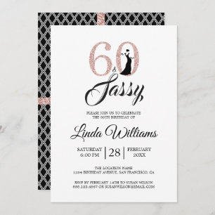 Rose 60 et Sassy  Invitation à la fête du 60e anni