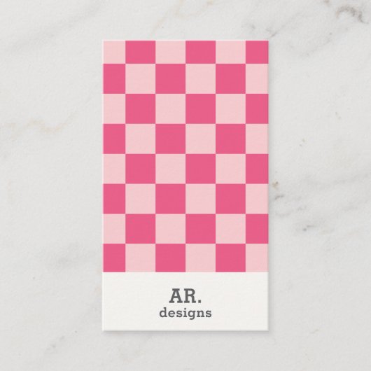 Rose À damiers Carte de visite élégant (Devant)